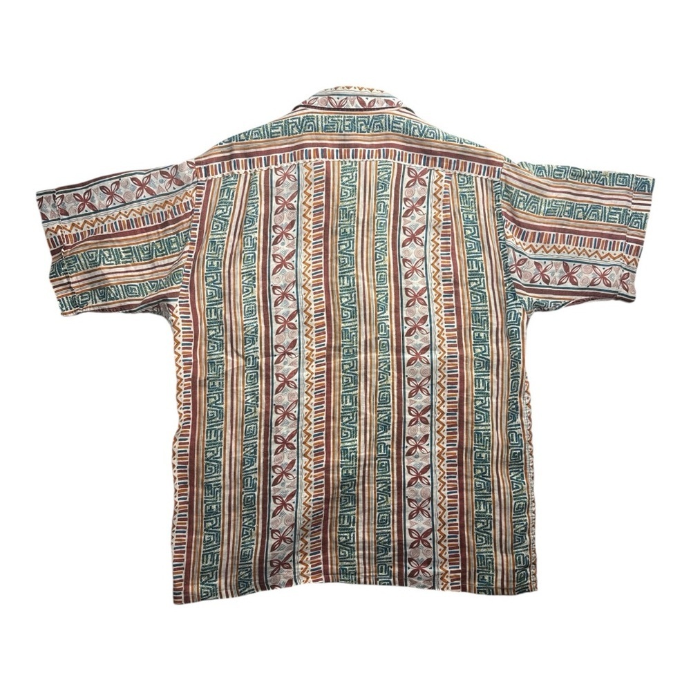 Vintage BERNINI 100% Linen Button Down Shirt | Abstract Stripe | Sz L 16.5 - Picture 5 of 9
